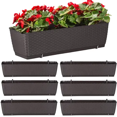 Obrázek produktu pro Sada 6 květináčů Prosperplast | Ratolla Case PW | Hnědá | 60 cm