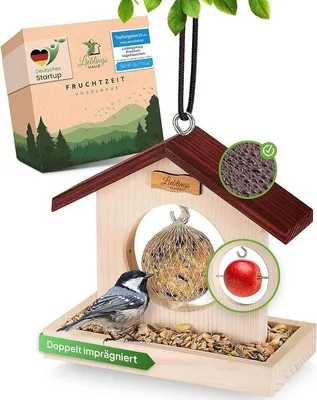 Immagine prodotto di Famanu: casetta per uccelli 3-in-1, realizzata in legno resistente alle intemperie, ideale per balcone e giardino