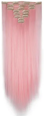 Immagine prodotto di Clip-in, extension per capelli lisci, set da 8 pezzi, 18 clip, 66 cm, rosa chiaro