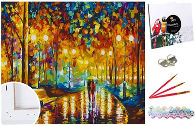 Produktbild von Malen nach Zahlen Set Gemälde 40x50cm auf dem Rahmen - Herbstspaziergang