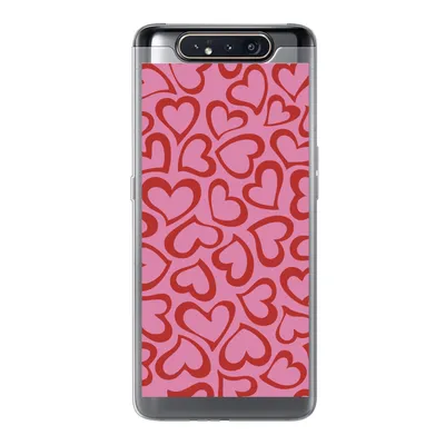 Produktbild von MuchoWow® Handyhülle Schutzhülle Hülle für Samsung Galaxy A80 Eine Illustration der Tapete mit roten Herzen Silikon Softcase Handy Hülle - Schutzdeckel