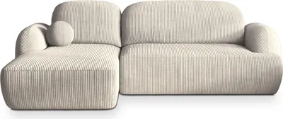 Produktbild von Masseno Ecksofa MODENZA P L-S mit Schlaffunktion L-Form, Sofa mit Bettkasten, Wohnzimmersofa, Couch, Soffa, Bettsofa, Couchgarnitur- Creme, POSO 100