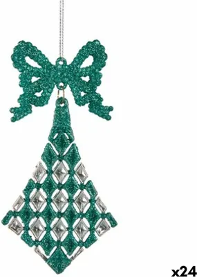 Immagine prodotto di Krist+ decorazioni natalizie glitter verde fiocco di plastica a rombi 7,5 x 1 x 15,5 cm (24 pezzi)