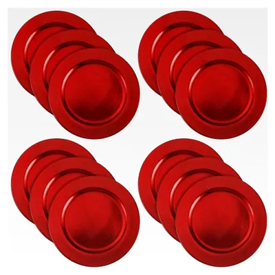 Produktbild von 12x Platzteller gebürstet - wiederverwendbare Unterteller für Tischdekoration - Dekoteller für Hochzeit, Familienfeier oder Weihnachten - Ø 33 cm Servierplatten