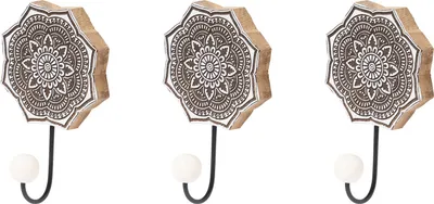 Image de set de 3 crochets muraux orientaux Hares -2-