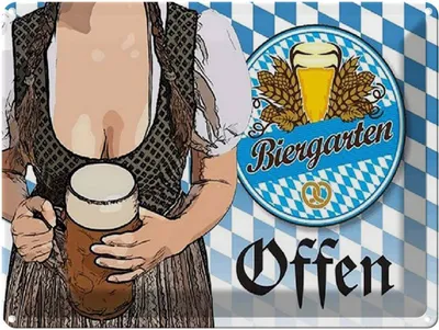 Produktbild von vianmo Blechschild 30x40 cm Biergarten offen Bier Bayern Bar Club Alkohol