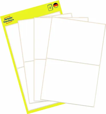 Produktbild von Avery Zweckform 3046, Vielzweck-Etiketten, 77 x 59 mm, 8 Etiketten / 4 Bögen, Weiß