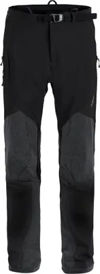 Schwarze Hardshellhose Cascade Plus von DirectAlpine mit verstärkten Knien und mehreren Taschen.