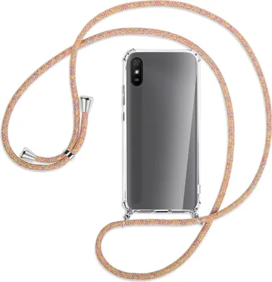 Produktbild von Handykette Backcover-Schutzhülle mit Band (Metall silberfarben) für Xiaomi Redmi 9A - Rainbow