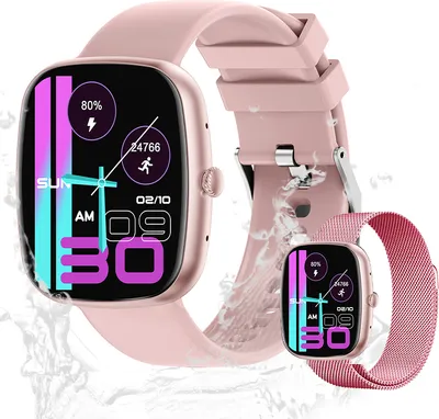 Produktbild von Valdus Damen Smartwatch 1,83 Zoll Fitness-Tracker mit Telefonfunktion, IP67 wasserdicht, Herzfrequenz & SpO2 Blutsauerstoff, Schrittzähler – Beige