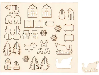 Produktbild von Zusammensteckbare Holzfiguren, Weihnachten, L 15,5 cm, B 17 cm, Dicke 3 mm, 1 Pck [HOB-57882]
