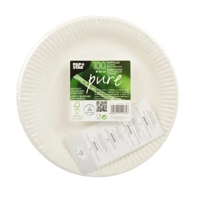 Image de Papstar assiettes jetables en carton blanc rond 23 cm diamètre 100 pièces