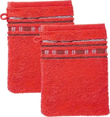 Produktbild von Erwin Müller Waschhandschuh Achern" 2er-Pack rot 16x21 cm"