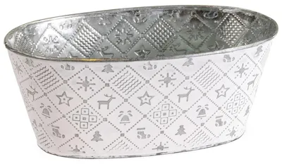 Immagine prodotto di Vaso ovale per piante, in argento 24x13 cm, fioriera in metallo