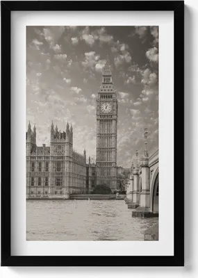 Produktbild von London England Big Ben– Wandbild mit Rahmen – Gerahmtes Bild  – Wanddekoration – 40x60 cm –  Schwarz