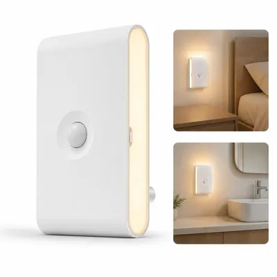 Produktbild von 2er Set Nachtlicht mit Bewegungssensor,Akku & Lichtsensor, magnetische LED-Lampe,Tag/Nacht/Ein/Aus-Modus,für Kinderzimmer, Schlafzimmer,Treppe & Flur