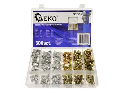 Produktbild von Nietmuttern-Set 300-teilig, 6 Größen (M3, M4, M5, M6, M8, M10), aus Stahl und Aluminium, rostfrei