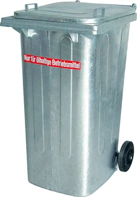 Produktbild von BRB 240 Liter Mülltonne, Stahl feuerverzinkt, HxBxT 1060 x 580 x 730 mm, öldicht verschweißt