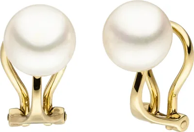 Produktbild von Ohrclips mit Süßwasser Perlen 585 Gold Gelbgold schlicht Ohrringe Ohrschmuck