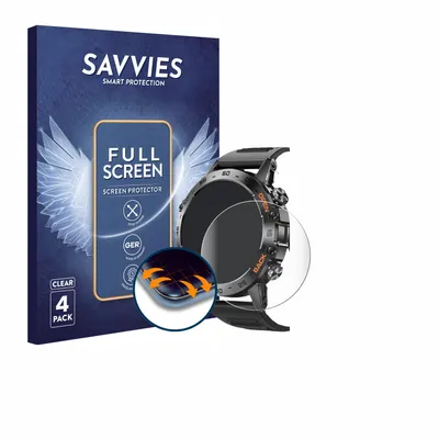 Produktbild von 4x Savvies Fullscreen Schutzfolie für Lemfo Smartwatch 1.39" Displayschutz Folie Fullcover Klar Transparent