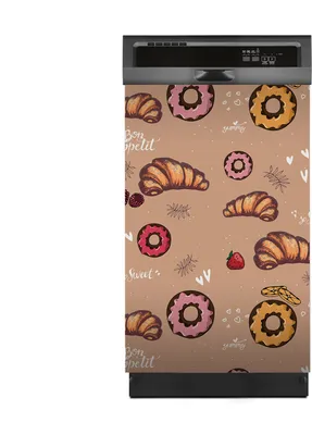Produktbild von Aufkleber sticker 45x70 cm Dekorative folie Spülmaschine - Croissant Donuts Doodles