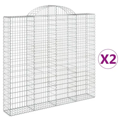Produktbild von Gabionen mit Hochbogen 2 Stk. 200x30x180/200cm Verzinktes Eisen