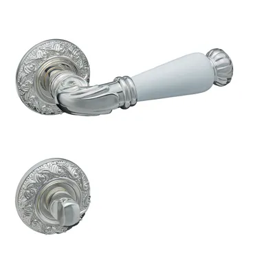 Produktbild von Gavroche Neodium Türgriff-Set WC/Bad Chrom Keramik Weiß – Rosette rund