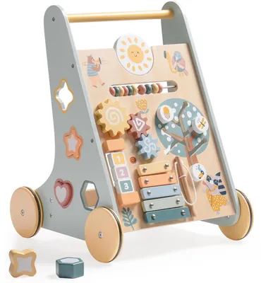 Produktbild von ROBUD Lauflernwagen Holz,Baby Lauflernhilfe mit gummierten Holzrädern,Baby Walke