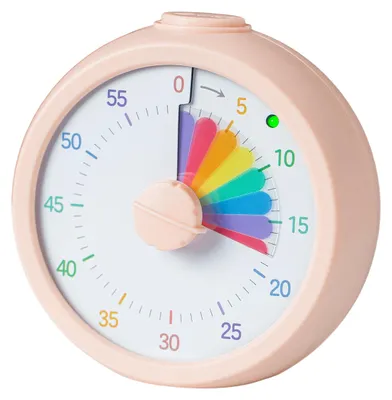 Produktbild von Relaxdays visueller Timer, leiser Kinder-Timer, optischer Alarm, 60 Min Countdown-Timer, Regenbogen, Pomodoro, rosa