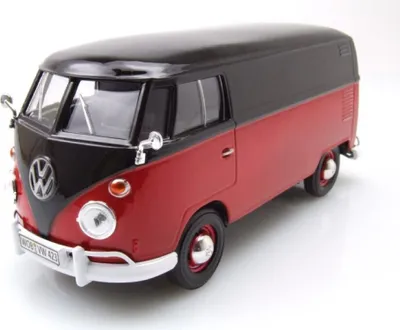 Produktbild von Motormax 79342RSW VW T1 Bus Kastenwagen rot schwarz 1:24
