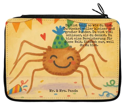 Produktbild von Mr. & Mrs. Panda Federmäppchen Spinne Agathe Party Design - Weiß - Geschenk, Federtasche, Schlampermäppchen, Wunder, Motivation, Bleistiftetui, Federmappe, Etui, Glück