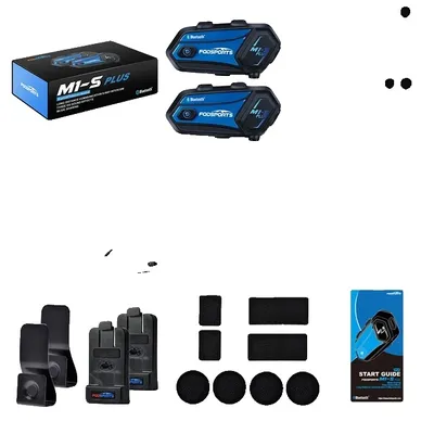 Immagine prodotto di Interfono per casco da moto, condivisione della musica, Bluetooth senza fili, 2 interfono blu
