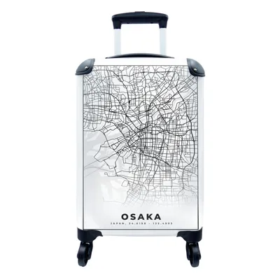 Produktbild von MuchoWow® Koffer Handgepäck Trolley Rollkoffer Kleine Reisekoffer mit 4 Rollen - Karte - Osaka - Stadtplan - Japan - Karte - Cabin Size < 55x40x23 cm & 55x40x20 cm - Fotokoffer - Kabinenkoffer - Boardgepäck - Reise-Box - Reisekoffer - Reisegepäck - Koffer mit Bild - Trolley für Kinder