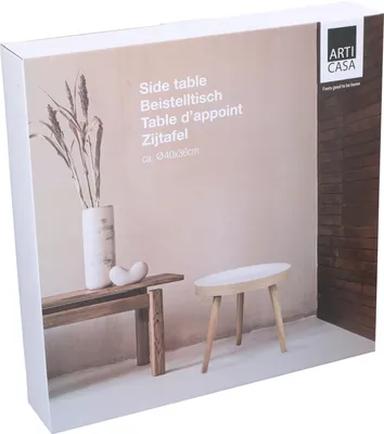 Immagine prodotto di Arti Casa Tavolino Rotondo Ø40 cm Tavolo Soggiorno Legno - Tavolino da Caffè Piccolo - Comodino Moderno - Tavolino Bianco Compatto - Tavolino