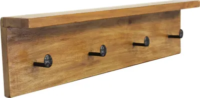 Immagine prodotto di Milani Home - appendiabiti da parete in mogano e metallo con mensola, per ingresso e corridoio, 60 x 8 x 15 cm