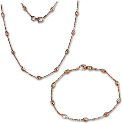 Produktbild von SilberDream Kette und Armband Damen 925 ECHT Silber rosevergoldet Set D2SDS238E