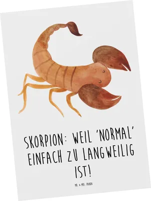 Produktbild von Mr. & Mrs. Panda Grußkarte Skorpion Unikat - Weiß - Geschenk, Geschenke Sternzeichen, Intensität, Geheimnisvoll, Tierkreiszeichen, Charakter, Fotokarte, Leidenschaft
