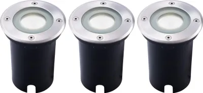 Produktbild von Ledvion 3er Set LED Bodenstrahler Außen IP67 3W 230V 345Lm 6500K GU10 weiss