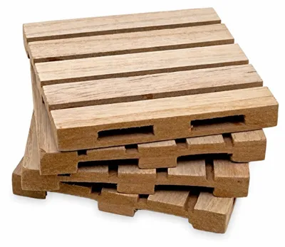 Productafbeelding van Houten onderzetters voor pallets - set van 4 voor glazen - 10x10x1 cm