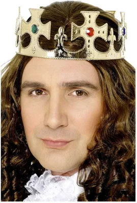 Produktbild von Goldene Königskrone mit Schmucksteinen Royale Krone für Erwachsene Halloween Fasching Karneval Mittelalter Kostüm