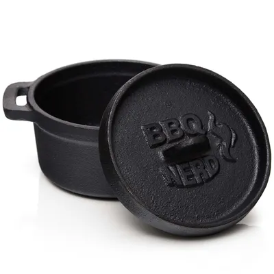 Produktbild von BBQ-Nerd 6er Set Mini Dutch Oven - Kleiner Gusseisentopf mit Deckel 11x5cm für Grill, Feuerstelle, Backofen, Herd - Serviertöpfe Kochtopf Schmortopf Brottopf Bräter Cocotte - Feuerfester Topf