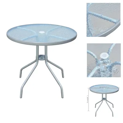Produktbild von vidaXL Gartentisch 80 x 71 cm Stahl Rund Grau -  Gartentische