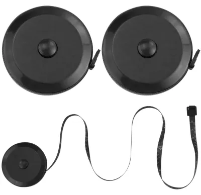 2er-Set einziehbare Körpermaßbänder, 150 cm, schwarz, doppelseitig