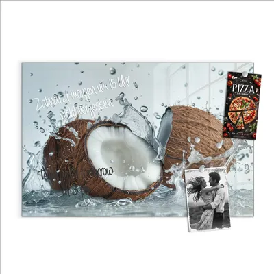 Produktbild von Magnettafel 90x60cm Pinnwand Whiteboard beschreibbar - Kokosnuss Wasserplatsch