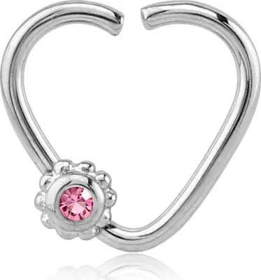Produktbild von viva-adorno Knorpel Piercing Herz Kristall Ohrpiercing Helix Cartilage Tragus 316L Chirurgenstahl verschiedene Farben Z490,Herz 1x silber / pink