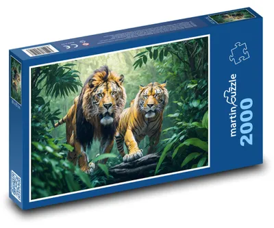 Obrázok produktu pre martinpuzzle - Puzzle 2000 - Tiger s levom v džungli