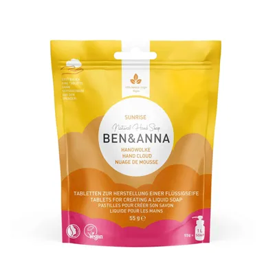 Produktbild von Ben & Anna Sunrise, Hände, Schaumseife, Reinigend, Auffrischend, Zitrone, Citric Acid, Sodium Coco-Sulfate, Sodium Bicarbonate, Sodium Benzoate, Algin, Parfum (Fragrance),..., 55 g