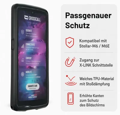 Image de caseroxx Housse de protection TPU compatible avec Crosscall Stellar-M6 / M6E, étui en caoutchouc pour téléphone portable noir
