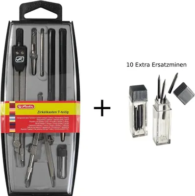Produktbild von Herlitz Zirkelkasten / 7tlg. + 10 Extra Ersatzminen