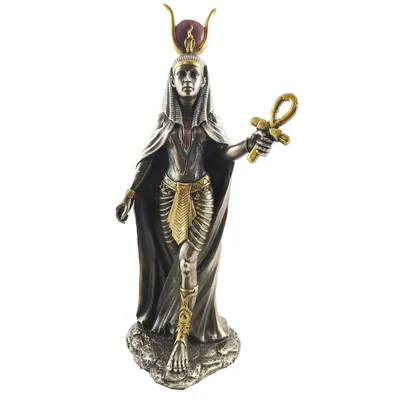 Produktbild von Ägyptische Göttin Hathor mit Ankh in der Hand bronze 30,5cm